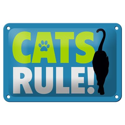 Tin sign saying 18x12cm cats rule cat decoration