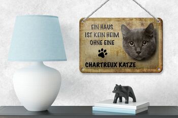 Plaque en tôle disant 18x12cm décoration chat Chartreux 4