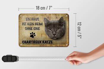 Plaque en tôle disant 18x12cm décoration chat Chartreux 5