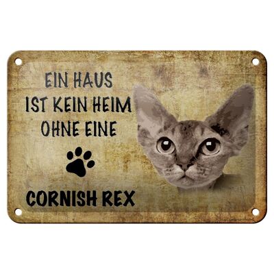 Targa in latta con scritta 18x12 cm decorazione gatto Cornish Rex