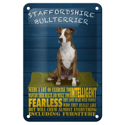 Tin sign saying 12x18cm Staffordshire Bull Terrier dog decoration