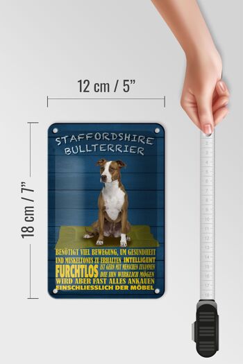 Plaque en tôle indiquant 12x18 cm Chien Staffordshire Bull Terrier 5