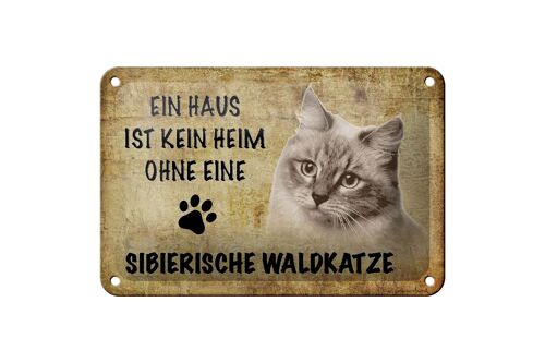 Blechschild Spruch 18x12cm sibierische Waldkatze Katze Dekoration