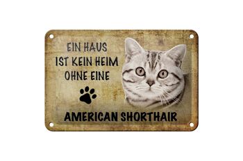 Panneau en étain indiquant une décoration de chat American Shorthair, 18x12cm 1