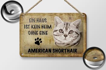 Panneau en étain indiquant une décoration de chat American Shorthair, 18x12cm 2
