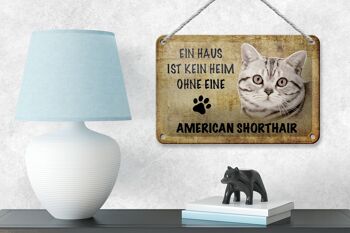 Panneau en étain indiquant une décoration de chat American Shorthair, 18x12cm 4