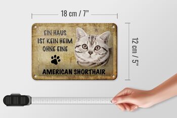 Panneau en étain indiquant une décoration de chat American Shorthair, 18x12cm 5