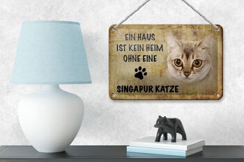 Panneau en étain indiquant un chat de Singapour sans décoration pour la maison, 18x12cm 4