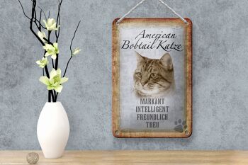 Panneau en étain disant 12x18cm, décoration cadeau pour chat Bobtail américain 4