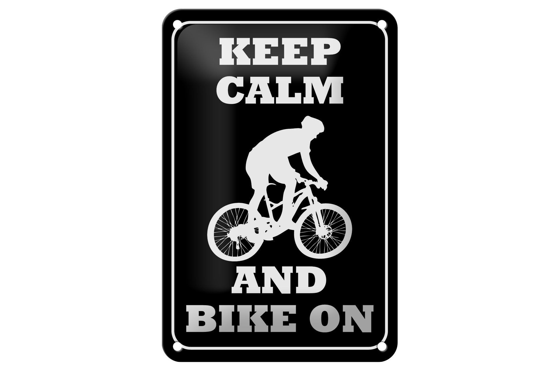 Targa in metallo con scritta Keep Calm and Bike on 12x18 cm