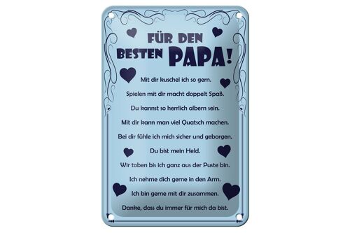 Blechschild Spruch 12x18cm Für den besten Papa Dekoration