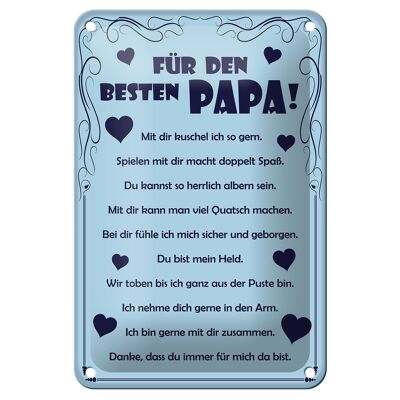 Cartel de chapa que dice 12x18cm Para la decoración del mejor papá.