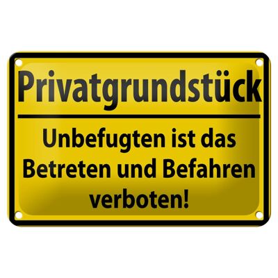 Metal sign warning sign 18x12cm private property decoration