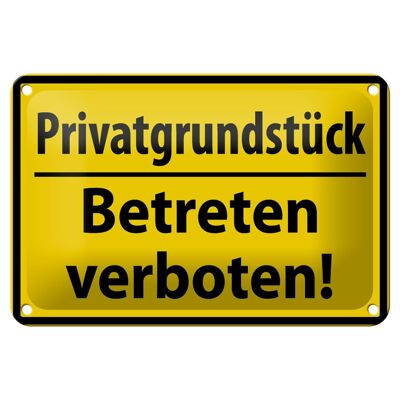 Blechschild Warnschild 18x12cm Privat Betreten verboten Dekoration