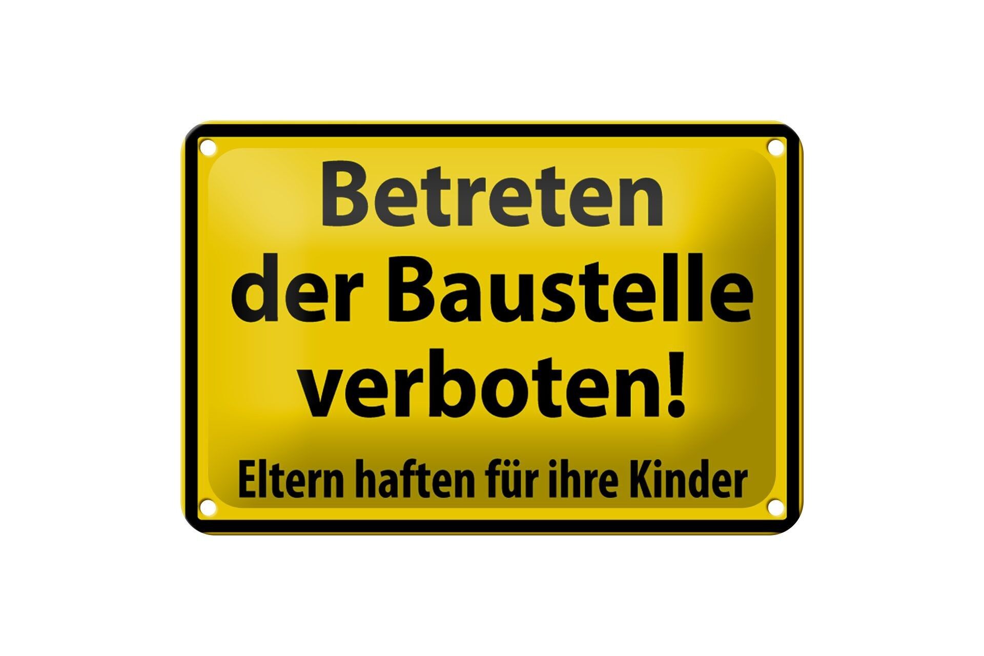 Targa in metallo Segnale di pericolo 18x12 cm Entrata in cantiere Decorazione vietata