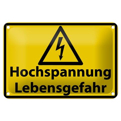 Blechschild Warnschild 18x12cm Hochspannung Lebensgefahr Dekoration