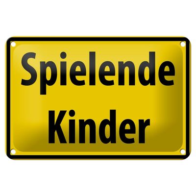 Blechschild Warnschild 18x12cm Spielende Kinder Dekoration