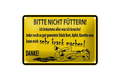 Blechschild Warnschild 18x12cm Bitte Nicht Füttern (Pferd) Dekoration