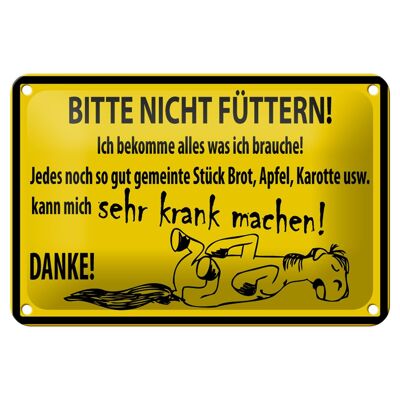 Blechschild Warnschild 18x12cm Bitte Nicht Füttern (Pferd) Dekoration