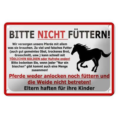 Metal sign warning sign 18x12cm (horse) Please do not feed decoration