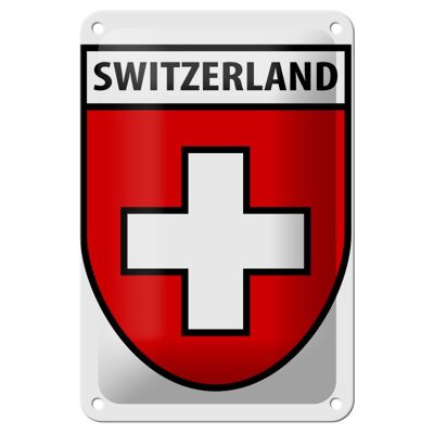 Cartel de chapa con bandera de Suiza, decoración del escudo de armas de Suiza, 12x18cm