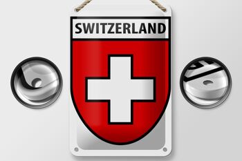 Drapeau en étain 12x18cm, décoration des armoiries de la suisse et de la suisse 2