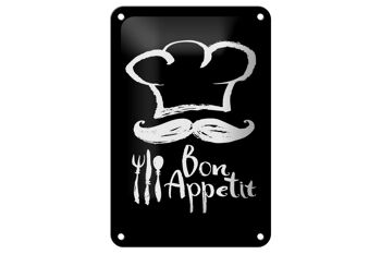 Panneau en étain alimentaire 12x18cm, décoration de Restaurant Bon Appetit n/b 1