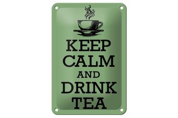 Panneau en étain disant 12x18cm, décoration Keep Calm and Drink Tea 1