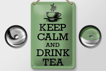Panneau en étain disant 12x18cm, décoration Keep Calm and Drink Tea 2