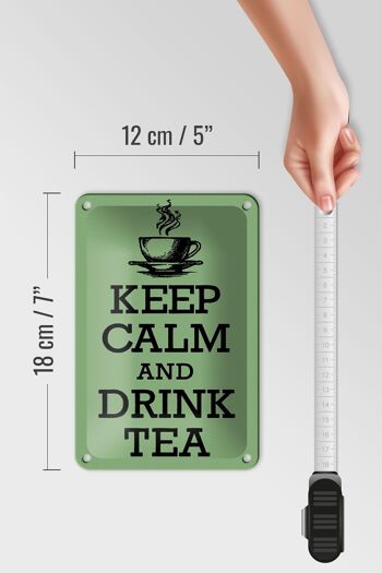 Panneau en étain disant 12x18cm, décoration Keep Calm and Drink Tea 5