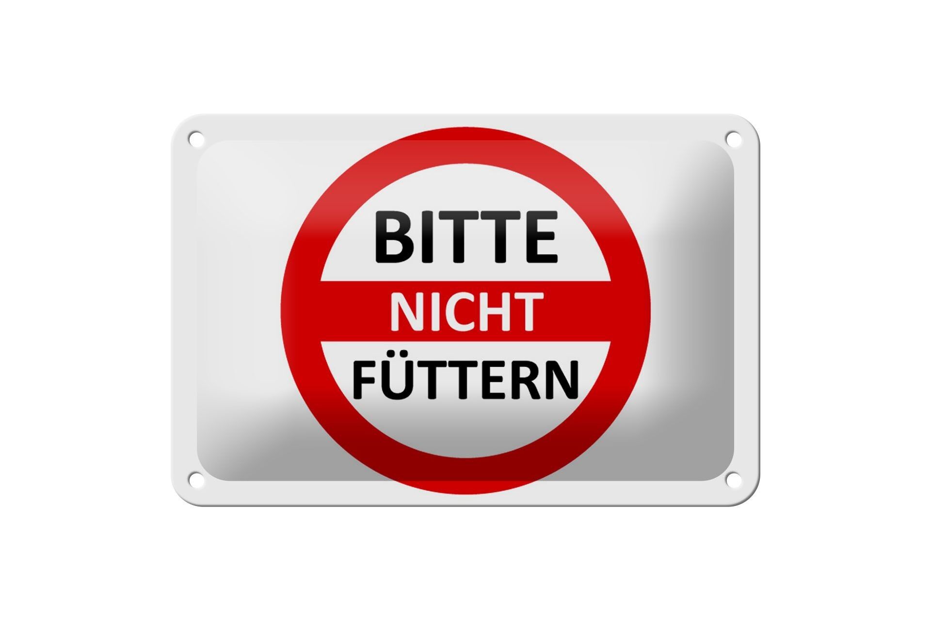 Blechschild Warnschild 18x12cm Bitte nicht füttern (rot/weiß) Schild
