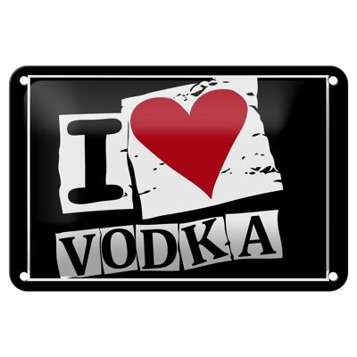 Cartel de chapa alcohol 18x12cm I love Vodka (corazón) decoración