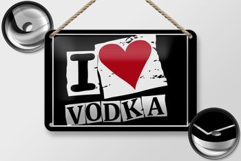 Signe en étain alcool 18x12cm, décoration I love Vodka (coeur) 2