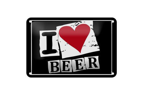 Blechschild Alkohol 18x12cm I Love Beer (Herz) Dekoration