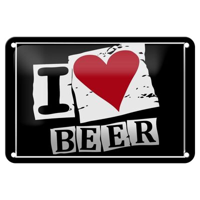 Targa in metallo Alcol 18x12 cm Decorazione I Love Beer (Cuore).