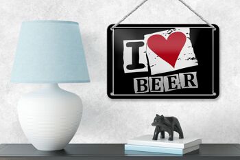 Signe en étain alcool 18x12cm, décoration I Love Beer (coeur) 4