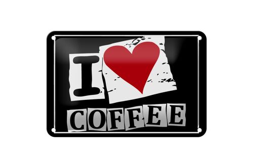 Blechschild Kaffee 18x12cm I love Coffee (Herz) Dekoration