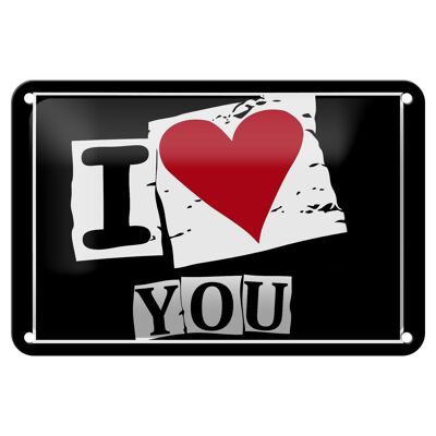 Cartel de chapa con texto "Te amo" (corazón) 18x12cm decoración