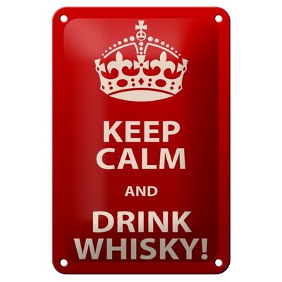Cartel de chapa con alcohol, 12x18cm, decoración para mantener la calma y beber whisky