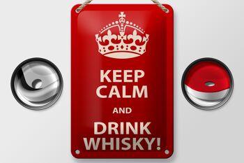 Signe en étain alcool 12x18cm, décoration Keep Calm & Drink Whisky 2