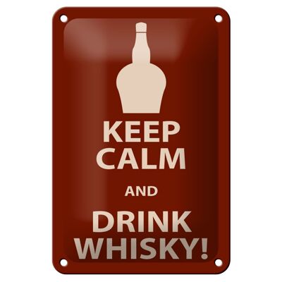Cartel de chapa con alcohol, 12x18cm, decoración para mantener la calma y beber whisky