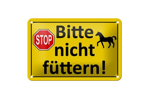 Blechschild Hinweis 18x12cm Stop Bitte nicht füttern (Pferd) Schild