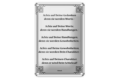 Blechschild Spruch 12x18cm Achte auf deine Gedanken Dekoration