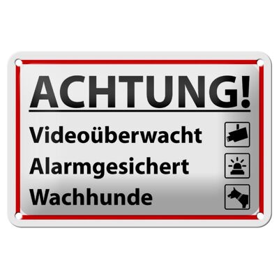 Metal sign notice 18x12cm caution video surveillance alarm decoration