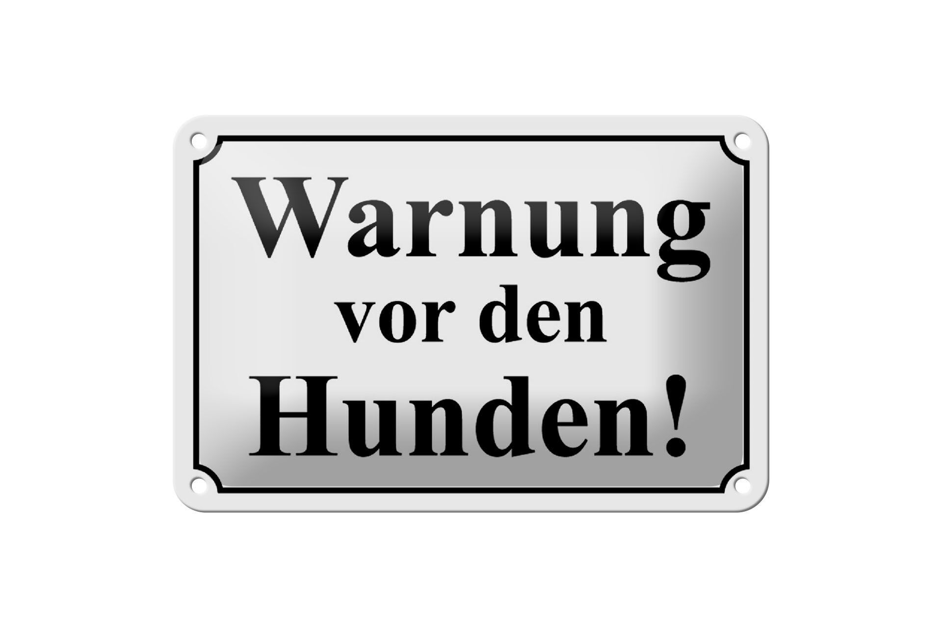 Targa in metallo nota 18x12cm Avvertenza per la decorazione dei cani (b/n).