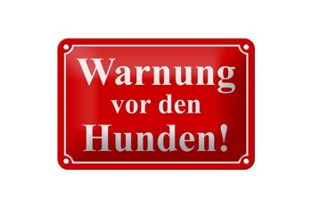 Panneau d'avertissement en tôle 18x12cm, décoration d'avertissement concernant les chiens (rouge) 1