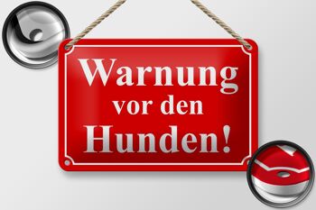 Panneau d'avertissement en tôle 18x12cm, décoration d'avertissement concernant les chiens (rouge) 2