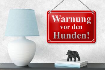Panneau d'avertissement en tôle 18x12cm, décoration d'avertissement concernant les chiens (rouge) 4