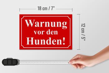 Panneau d'avertissement en tôle 18x12cm, décoration d'avertissement concernant les chiens (rouge) 5