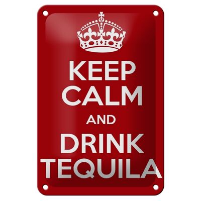 Cartel de chapa Alcohol 12x18cm Keep calm and Drink Tequila Decoración
